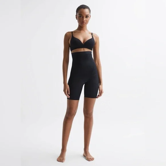 SPANX Shapewear Black High-Waisted Mid Thigh Firming Shorts - Picture 1 of 11